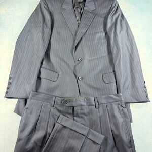 Jos A Bank Suit Men's‎ Navy Blue Pinstripe 2 Piece Wool Suit Pants 42R 36x30